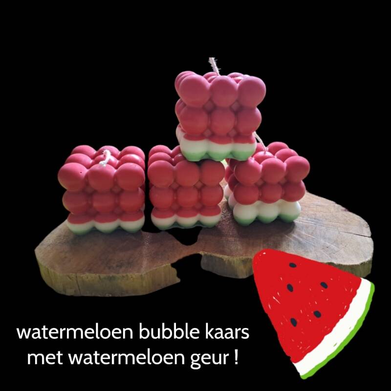 Watermeloen bubble kaars